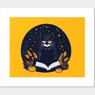 Books Make You Bright Halloween Cat Miaw Posters and Art